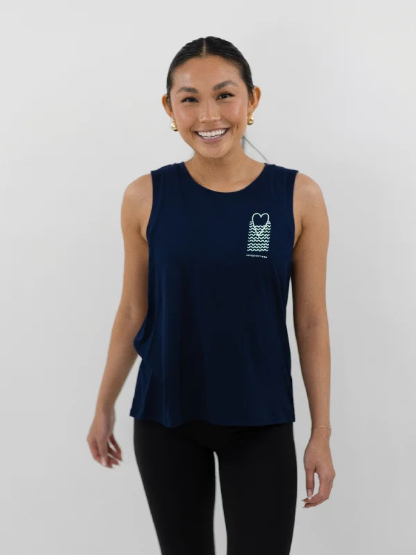 CorePower Yoga Heart Navy Muscle Tank