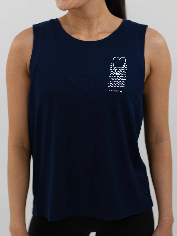 CorePower Yoga Heart Navy Muscle Tank