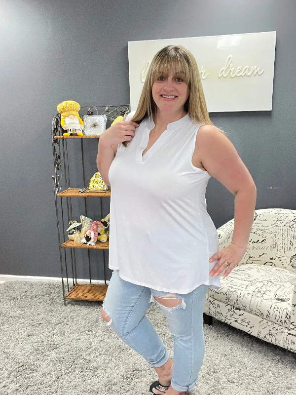 White Sleeveless Gabby Top