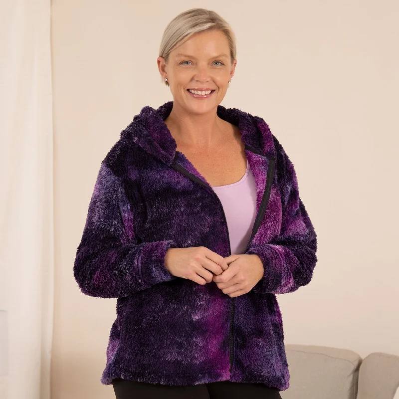 Purple Tie-Dye Fleece Hooded Jacket