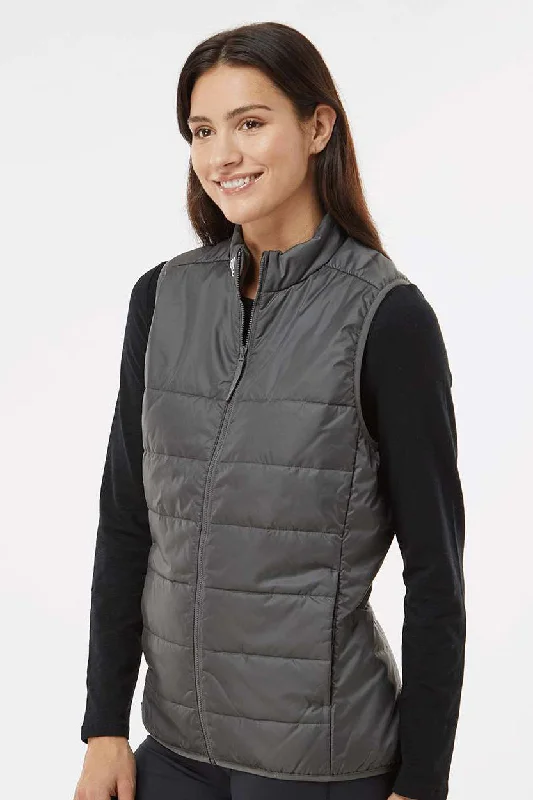 Adidas Womens Full Zip Puffer Vest - Grey - NEW