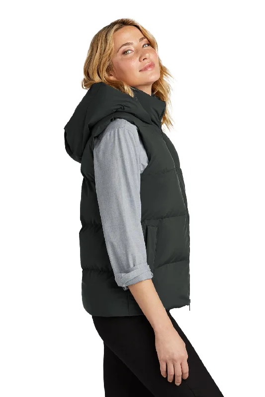 Mercer+Mettle Womens Water Resistant Full Zip Hooded Puffy Vest - Anchor Grey