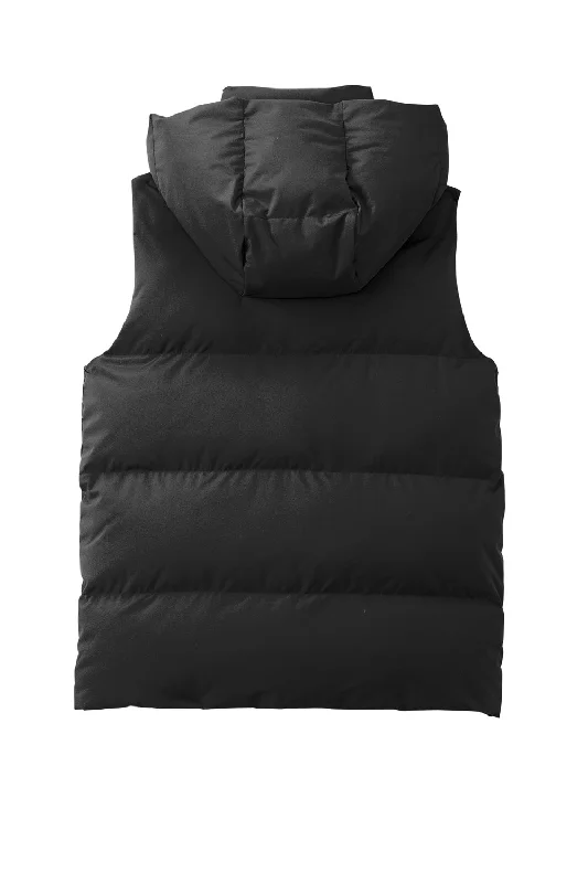 Mercer+Mettle Womens Water Resistant Full Zip Hooded Puffy Vest - Deep Black