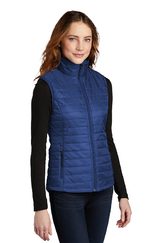 Port Authority Womens Water Resistant Packable Puffy Full Zip Vest - Cobalt Blue