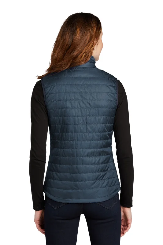 Port Authority Womens Water Resistant Packable Puffy Full Zip Vest - Regatta Blue/River Navy Blue