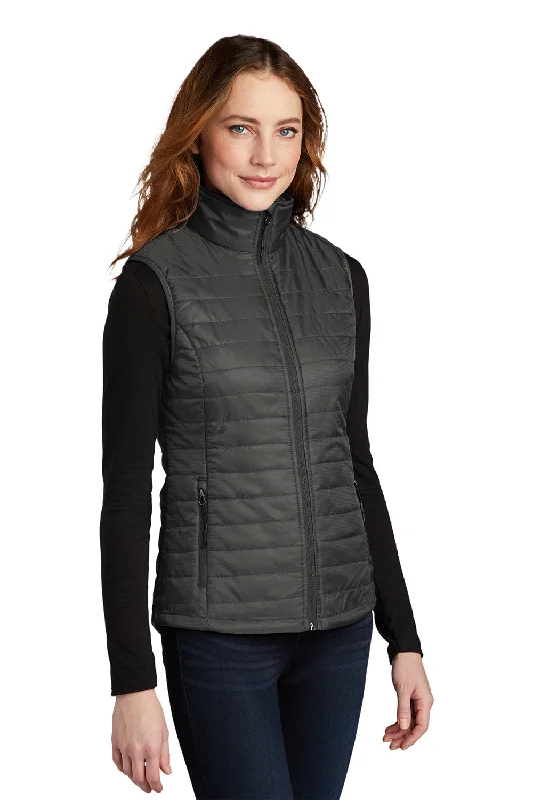 Port Authority Womens Water Resistant Packable Puffy Full Zip Vest - Sterling Grey/Graphite Grey