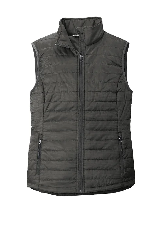 Port Authority Womens Water Resistant Packable Puffy Full Zip Vest - Sterling Grey/Graphite Grey