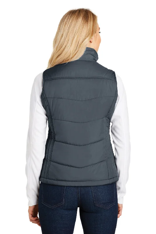 Port Authority Womens Wind & Water Resistant Full Zip Puffy Vest - Dark Slate Grey