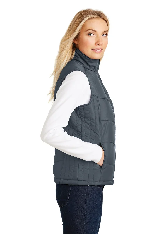 Port Authority Womens Wind & Water Resistant Full Zip Puffy Vest - Dark Slate Grey