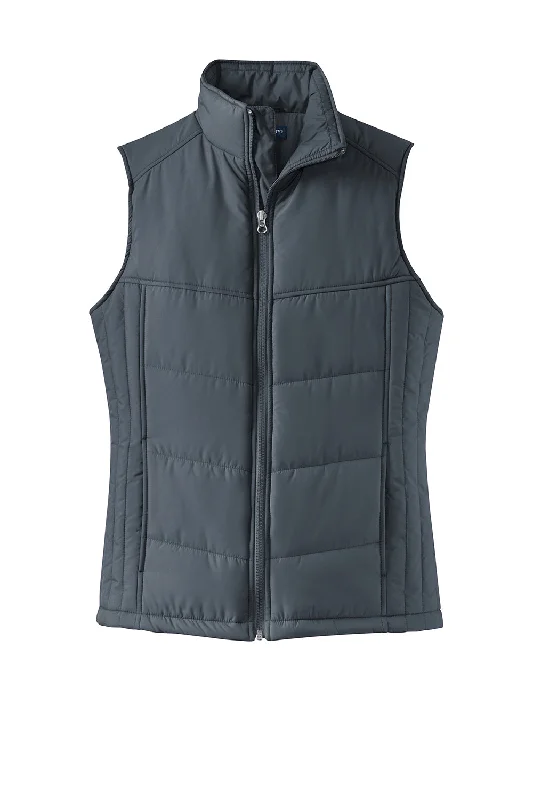 Port Authority Womens Wind & Water Resistant Full Zip Puffy Vest - Dark Slate Grey