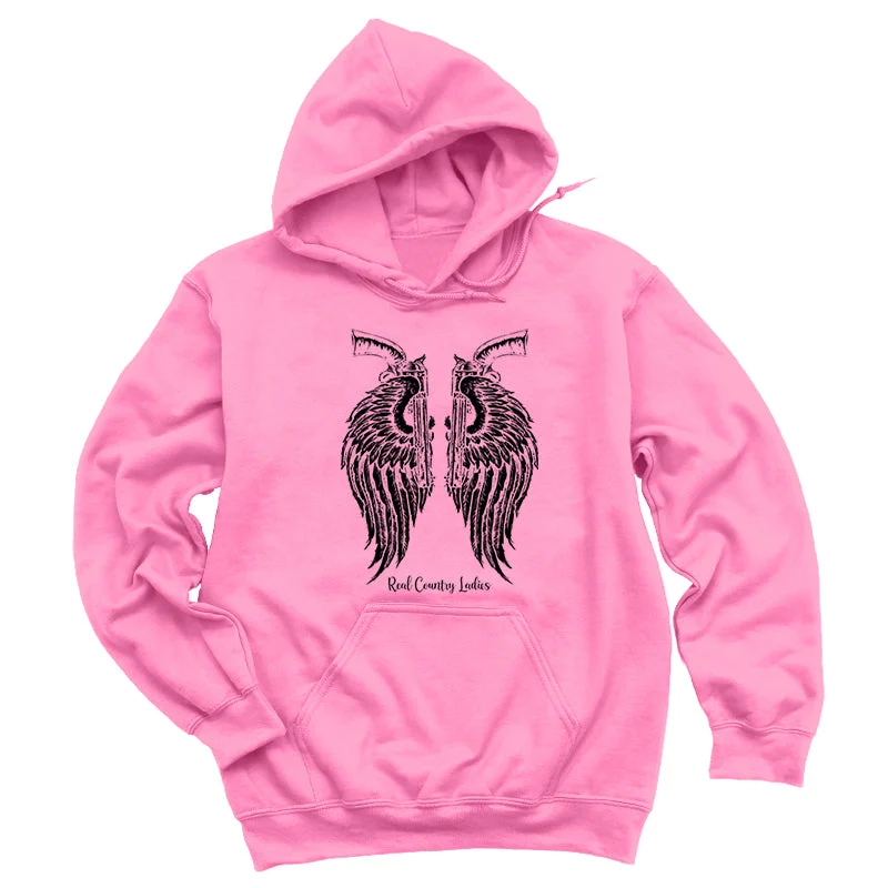 Angel Wings Revolver Black Print Hoodies & Long Sleeves