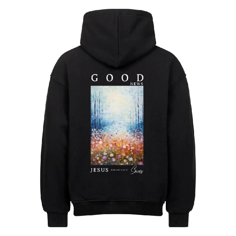 Good news Jesus saves Oversized Hoodie BackPrint