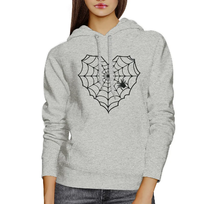 Heart Spider Web Grey Hoodie