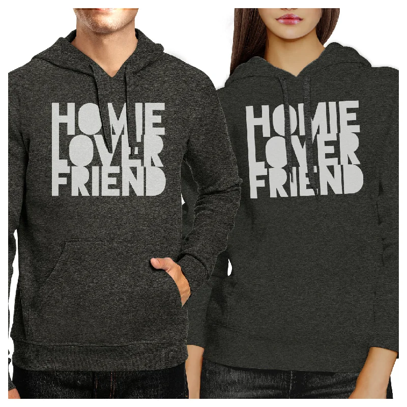 Homie Lover Friend Matching Couple Dark Grey Hoodie