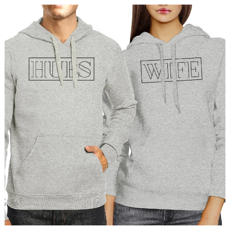 Hubs And Wife Matching Couple Grey Hoodie