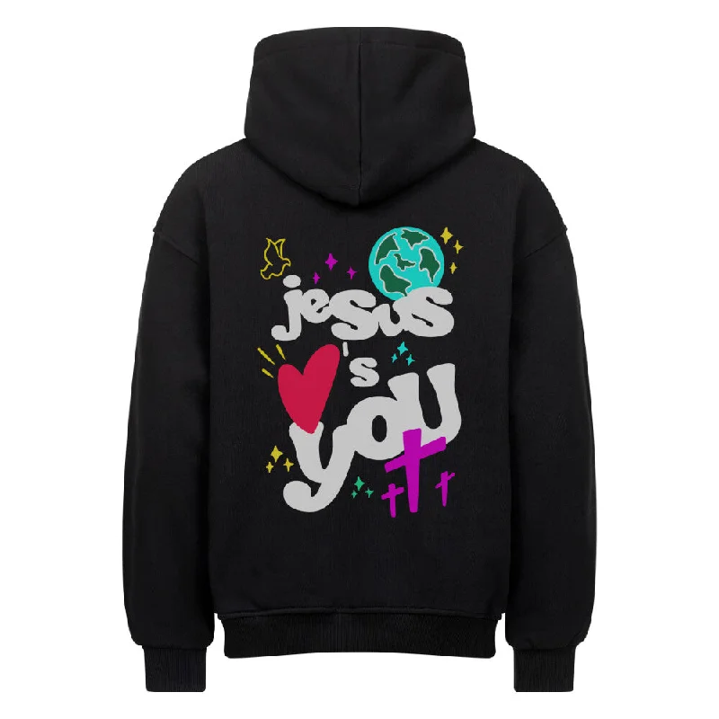 Jesus loves you Colour Oversize Hoodie BackPrint