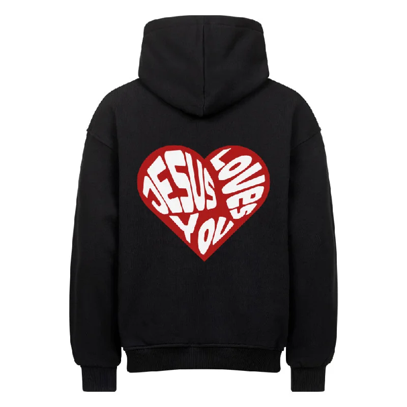 Jesus loves you Heart Oversized Hoodie Backprint