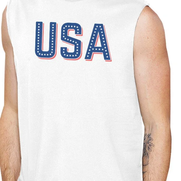 USA With Stars Mens Sleeveless Shirt Funny Independence Day Tanks