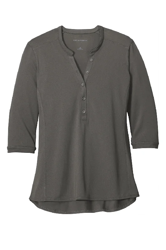 Port Authority Womens Moisture Wicking 3/4 Sleeve Polo Shirt - Sterling Grey