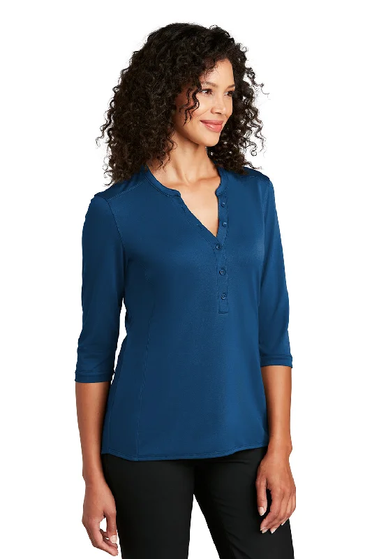 Port Authority Womens Moisture Wicking 3/4 Sleeve Polo Shirt - True Blue