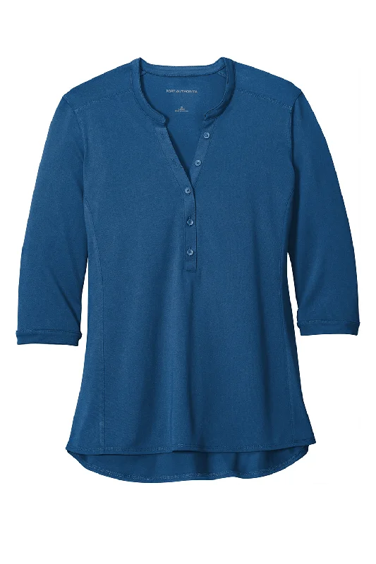 Port Authority Womens Moisture Wicking 3/4 Sleeve Polo Shirt - True Blue