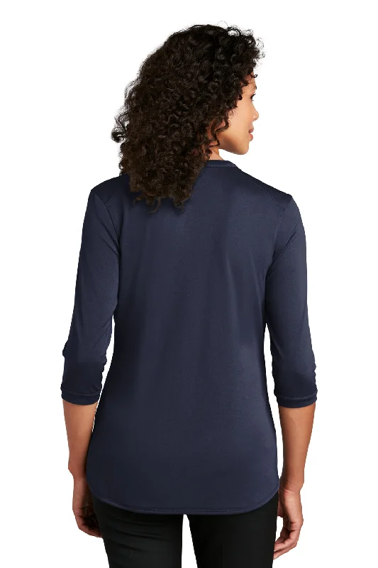 Port Authority Womens Moisture Wicking 3/4 Sleeve Polo Shirt - True Navy Blue