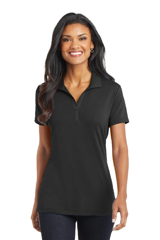 Port Authority Womens Cotton Touch Performance Moisture Wicking Short Sleeve Polo Shirt - Black