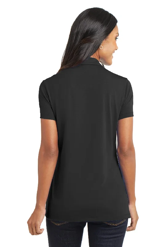 Port Authority Womens Cotton Touch Performance Moisture Wicking Short Sleeve Polo Shirt - Black