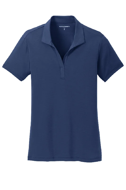 Port Authority Womens Cotton Touch Performance Moisture Wicking Short Sleeve Polo Shirt - Estate Blue