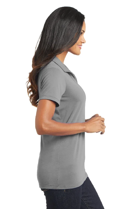 Port Authority Womens Cotton Touch Performance Moisture Wicking Short Sleeve Polo Shirt - Frost Grey