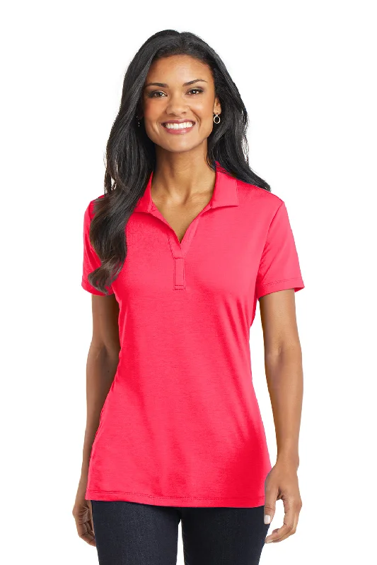 Port Authority Womens Cotton Touch Performance Moisture Wicking Short Sleeve Polo Shirt - Hot Coral Pink