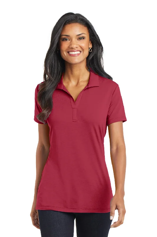 Port Authority Womens Cotton Touch Performance Moisture Wicking Short Sleeve Polo Shirt - Chili Red