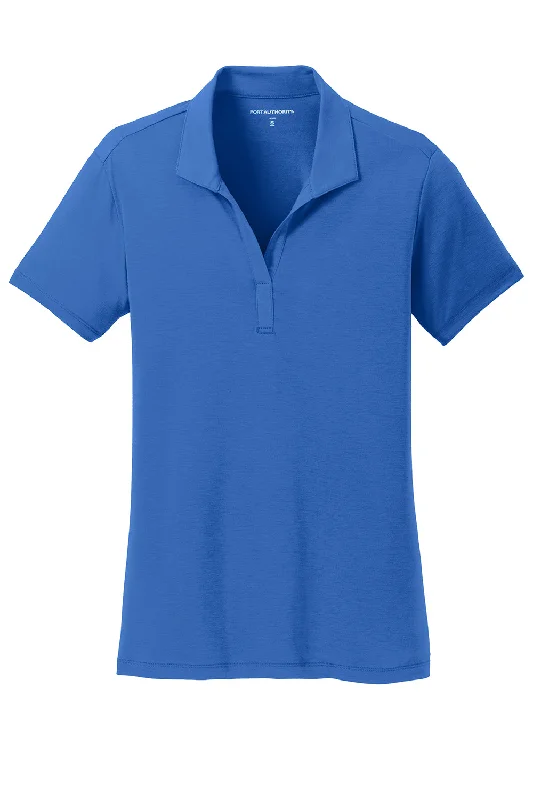 Port Authority Womens Cotton Touch Performance Moisture Wicking Short Sleeve Polo Shirt - Strong Blue