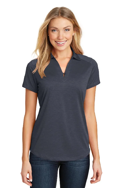 Port Authority Womens Digi Heather Performance Moisture Wicking Short Sleeve Polo Shirt - Dark Grey