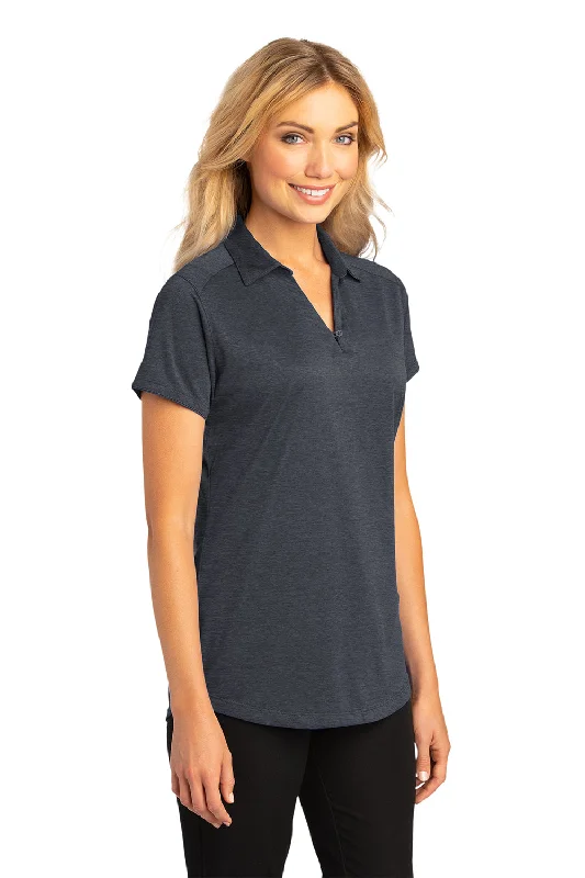 Port Authority Womens Digi Heather Performance Moisture Wicking Short Sleeve Polo Shirt - Dark Grey