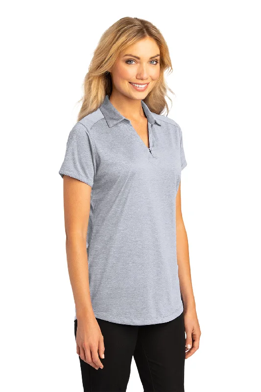 Port Authority Womens Digi Heather Performance Moisture Wicking Short Sleeve Polo Shirt - Light Grey