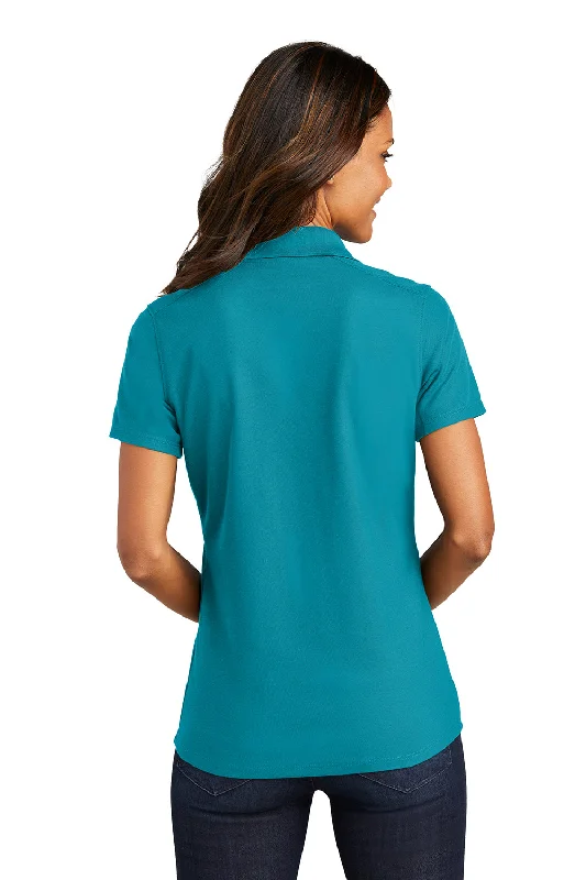 Port Authority Womens EZPerformance Moisture Wicking Short Sleeve Polo Shirt - Teal Blue