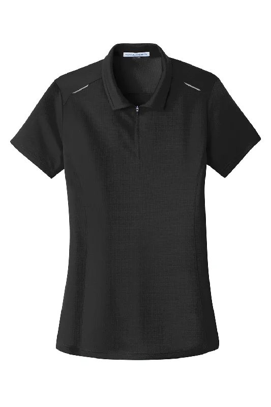 Port Authority Womens Moisture Wicking Short Sleeve Polo Shirt - Black