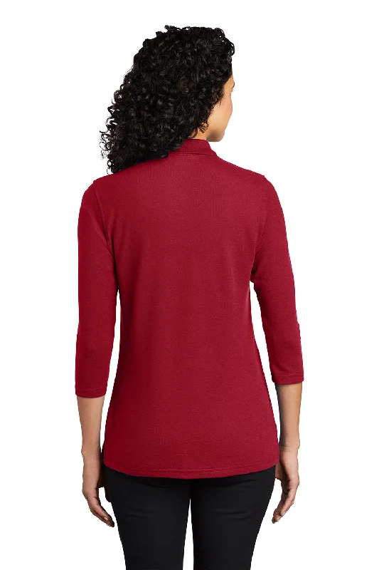 Port Authority Womens Silk Touch 3/4 Sleeve Polo Shirt - Red