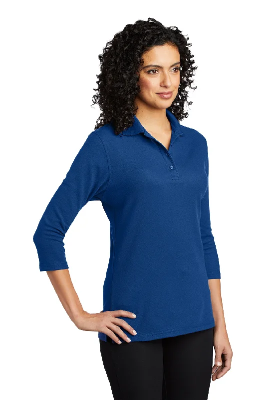 Port Authority Womens Silk Touch 3/4 Sleeve Polo Shirt - Royal Blue