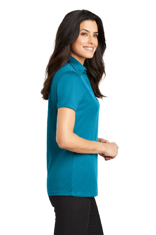 Port Authority Womens Silk Touch Performance Moisture Wicking Short Sleeve Polo Shirt - Parcel Blue