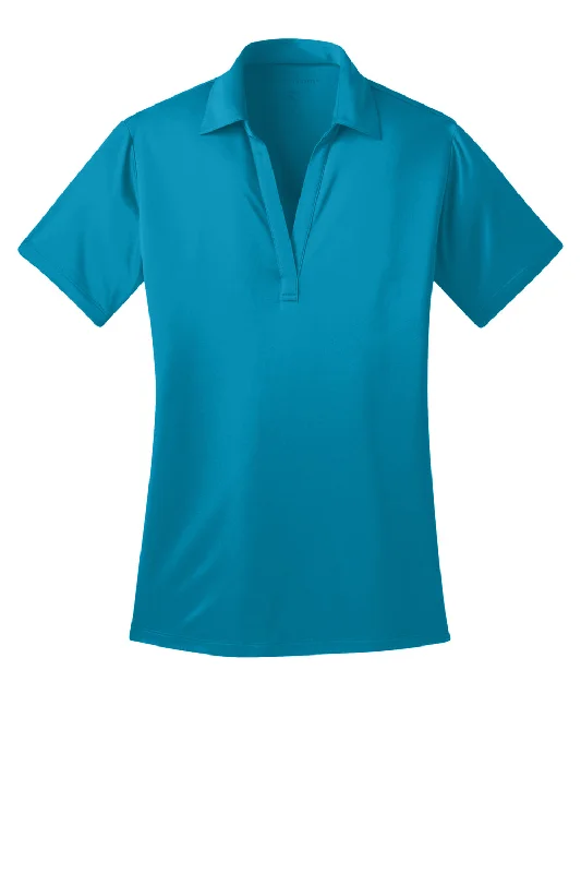 Port Authority Womens Silk Touch Performance Moisture Wicking Short Sleeve Polo Shirt - Parcel Blue