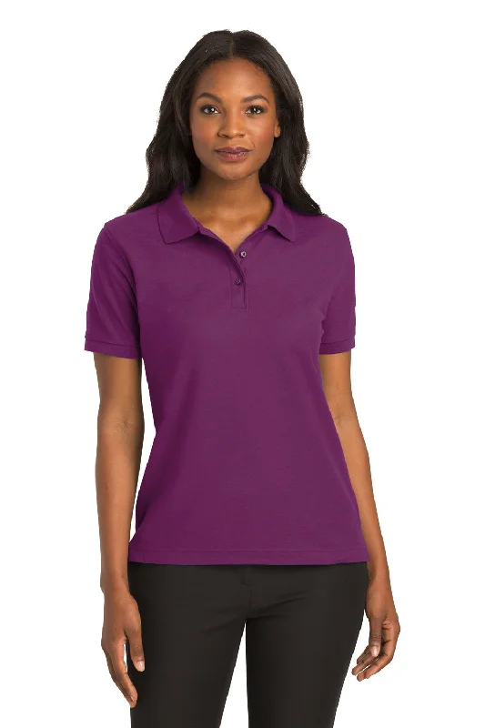 Port Authority Womens Silk Touch Wrinkle Resistant Short Sleeve Polo Shirt - Deep Berry Purple