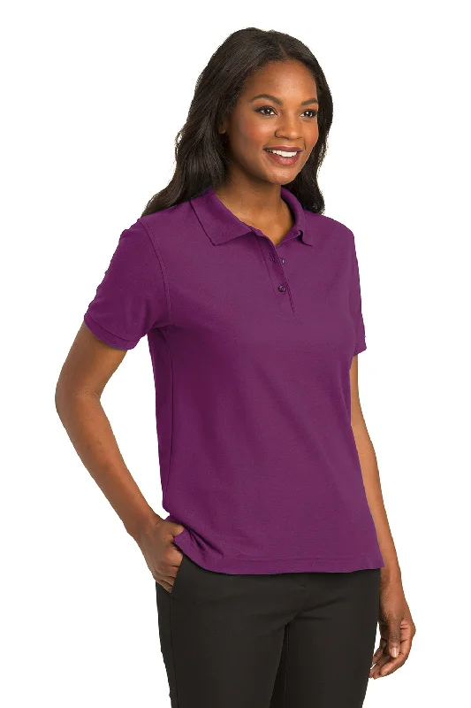 Port Authority Womens Silk Touch Wrinkle Resistant Short Sleeve Polo Shirt - Deep Berry Purple