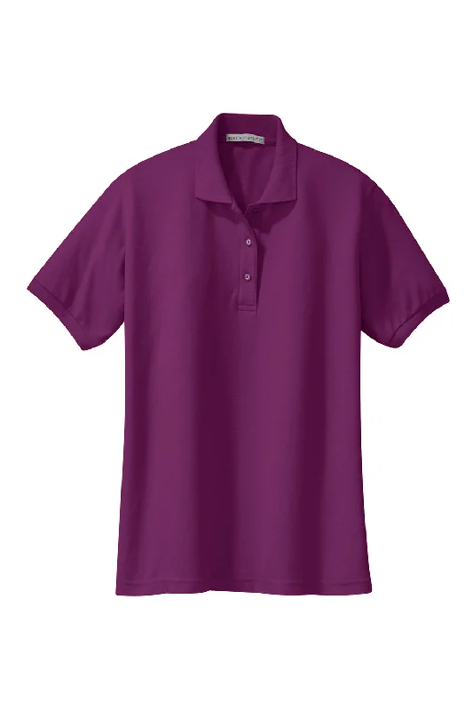 Port Authority Womens Silk Touch Wrinkle Resistant Short Sleeve Polo Shirt - Deep Berry Purple