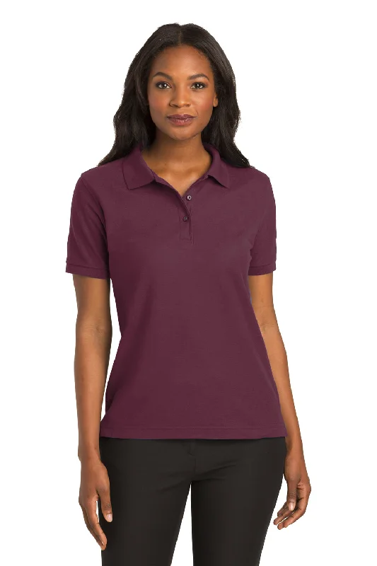 Port Authority Womens Silk Touch Wrinkle Resistant Short Sleeve Polo Shirt - Burgundy