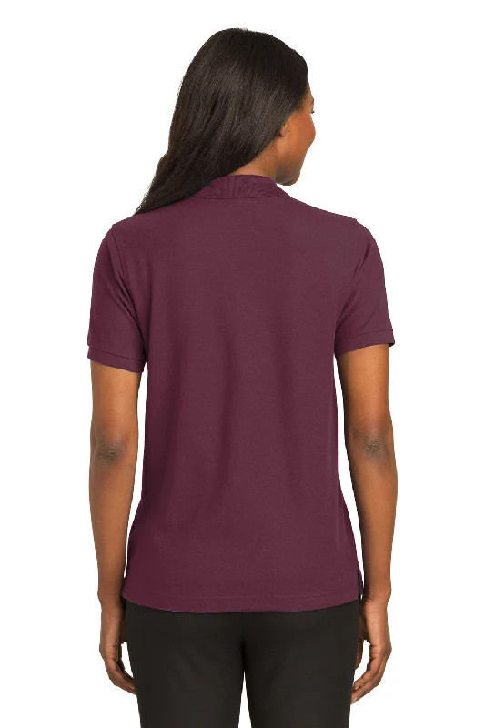 Port Authority Womens Silk Touch Wrinkle Resistant Short Sleeve Polo Shirt - Burgundy