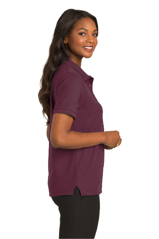 Port Authority Womens Silk Touch Wrinkle Resistant Short Sleeve Polo Shirt - Burgundy