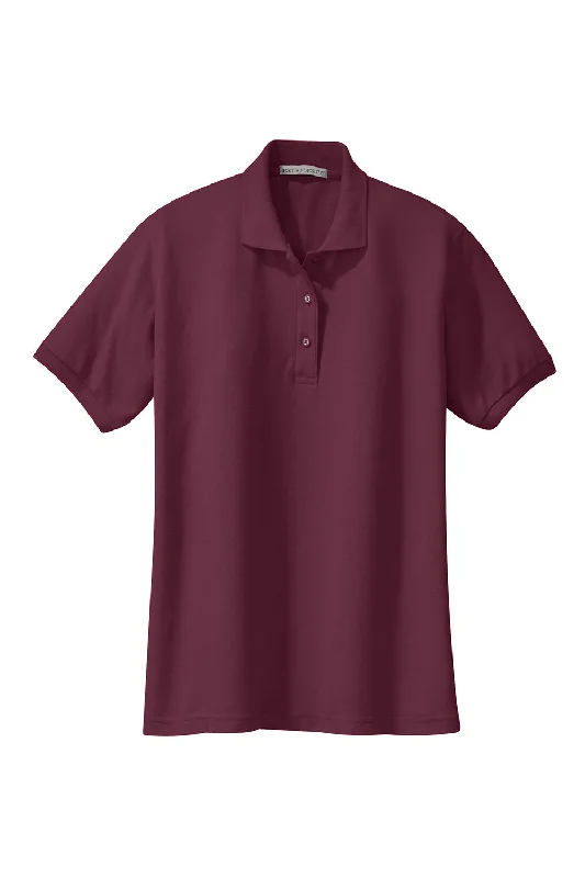 Port Authority Womens Silk Touch Wrinkle Resistant Short Sleeve Polo Shirt - Burgundy