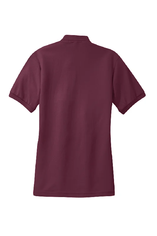 Port Authority Womens Silk Touch Wrinkle Resistant Short Sleeve Polo Shirt - Burgundy